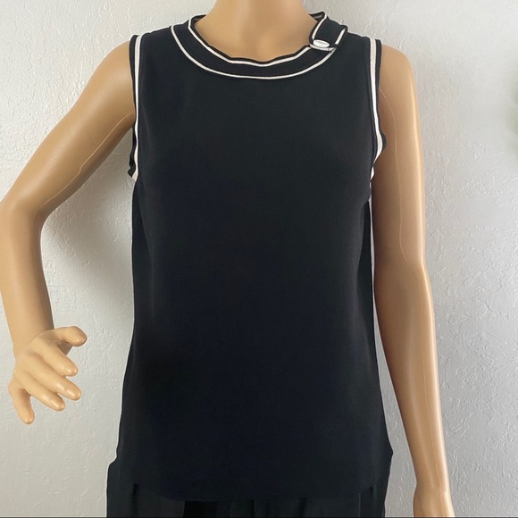 Kenar Tops - Kenar Black Tank with Button Top
